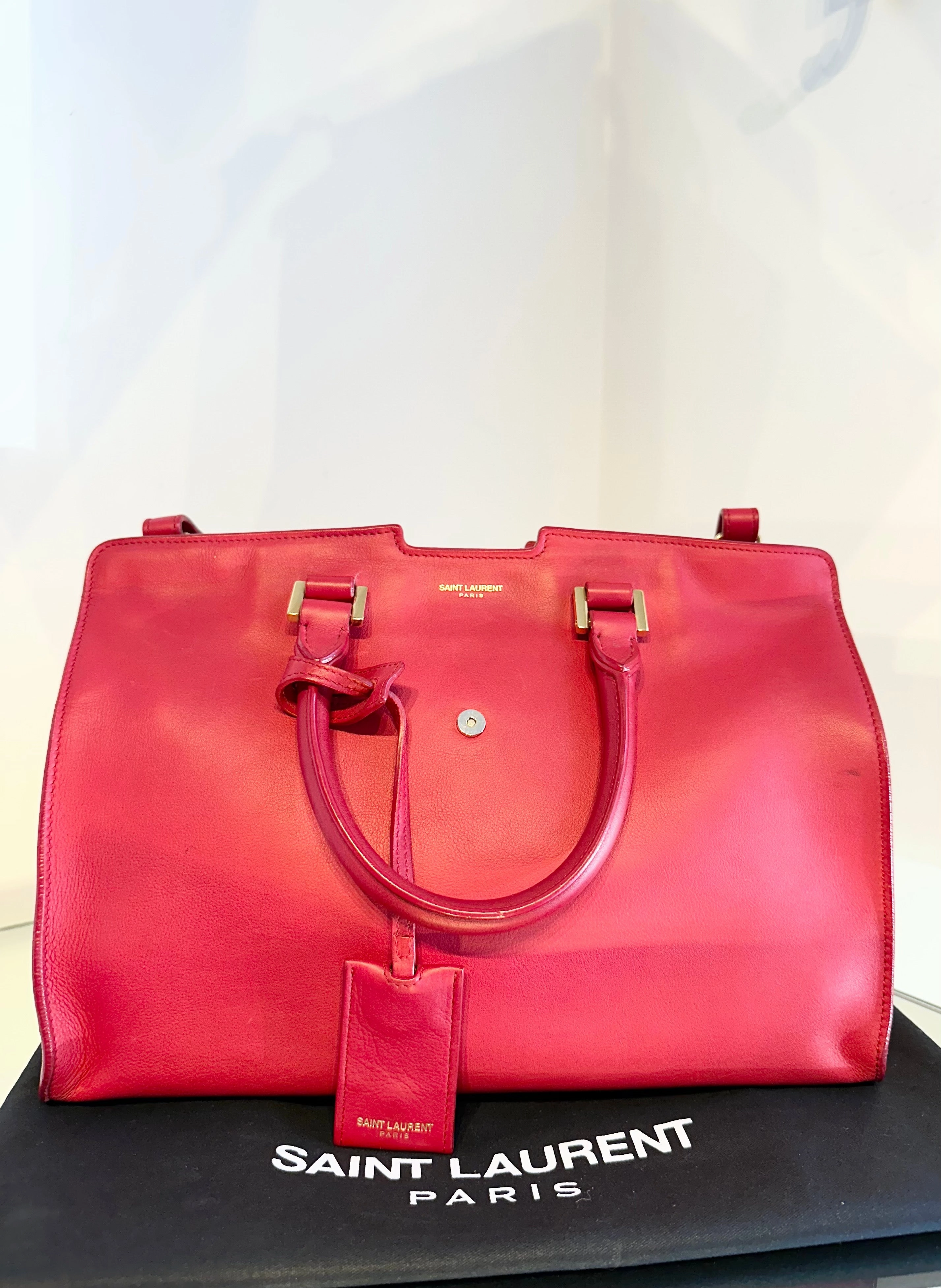 YVES SAINT LAURENT Mini Sac Ligne Y Leather Handle Tote
