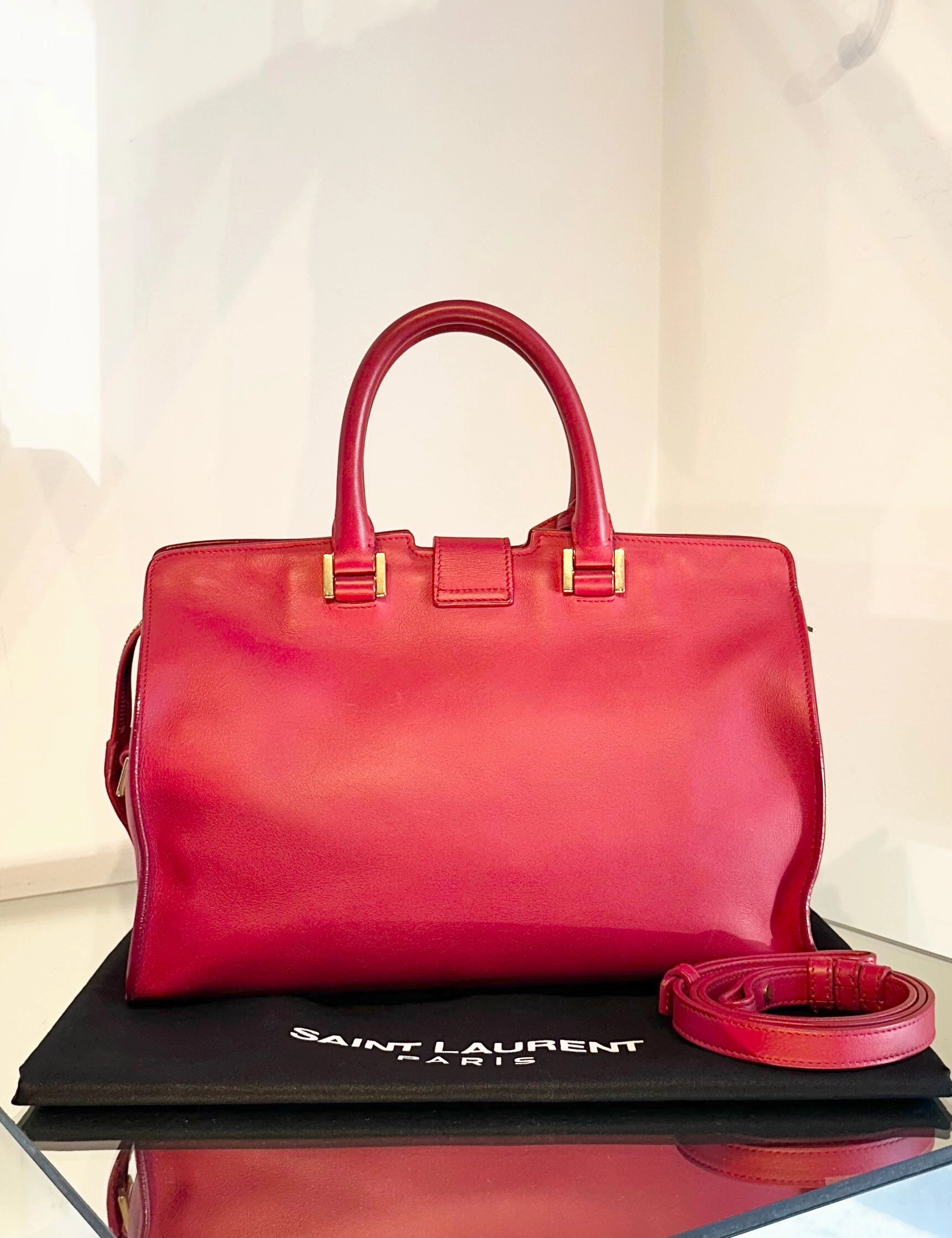 YVES SAINT LAURENT Mini Sac Ligne Y Leather Handle Tote
