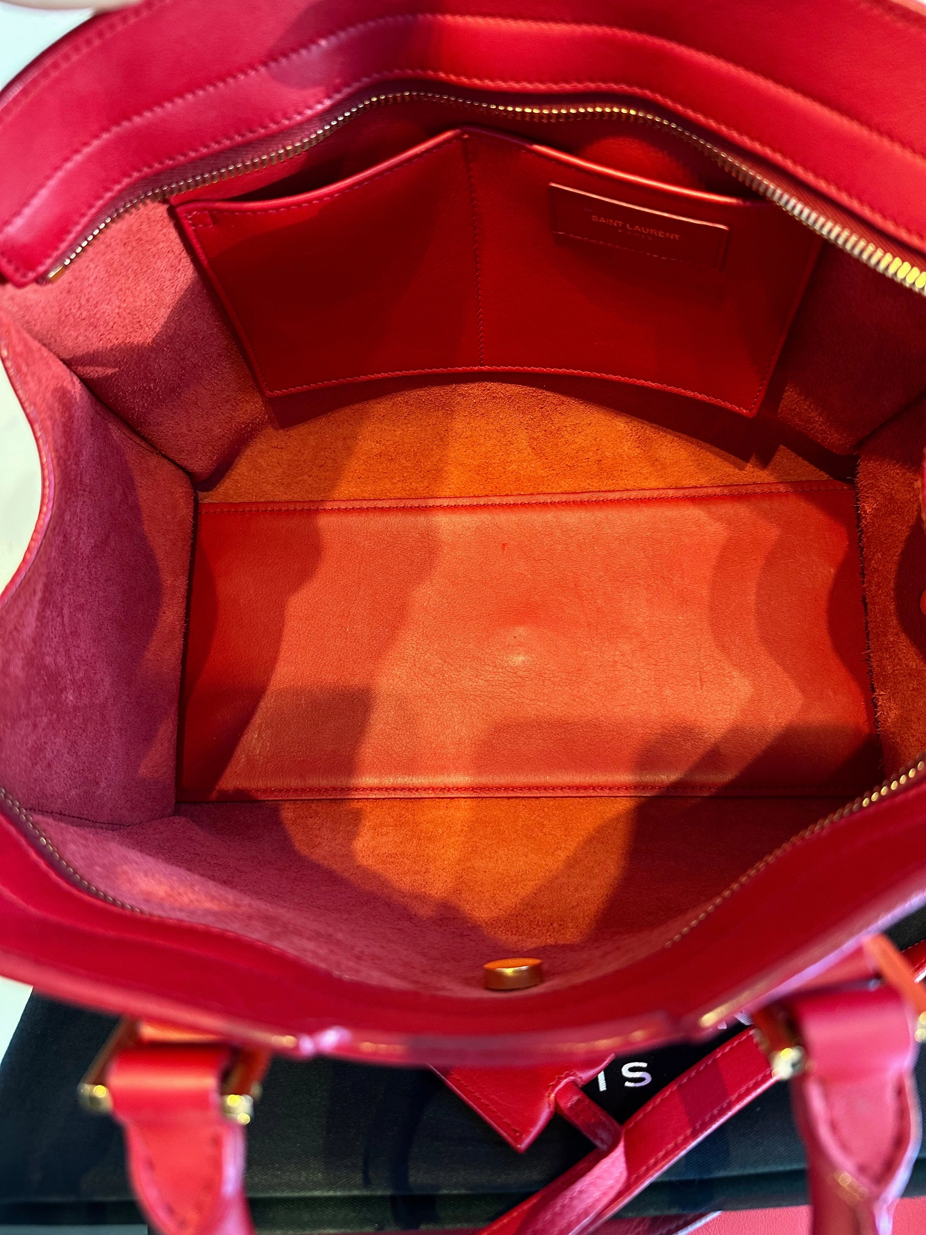 YVES SAINT LAURENT Mini Sac Ligne Y Leather Handle Tote