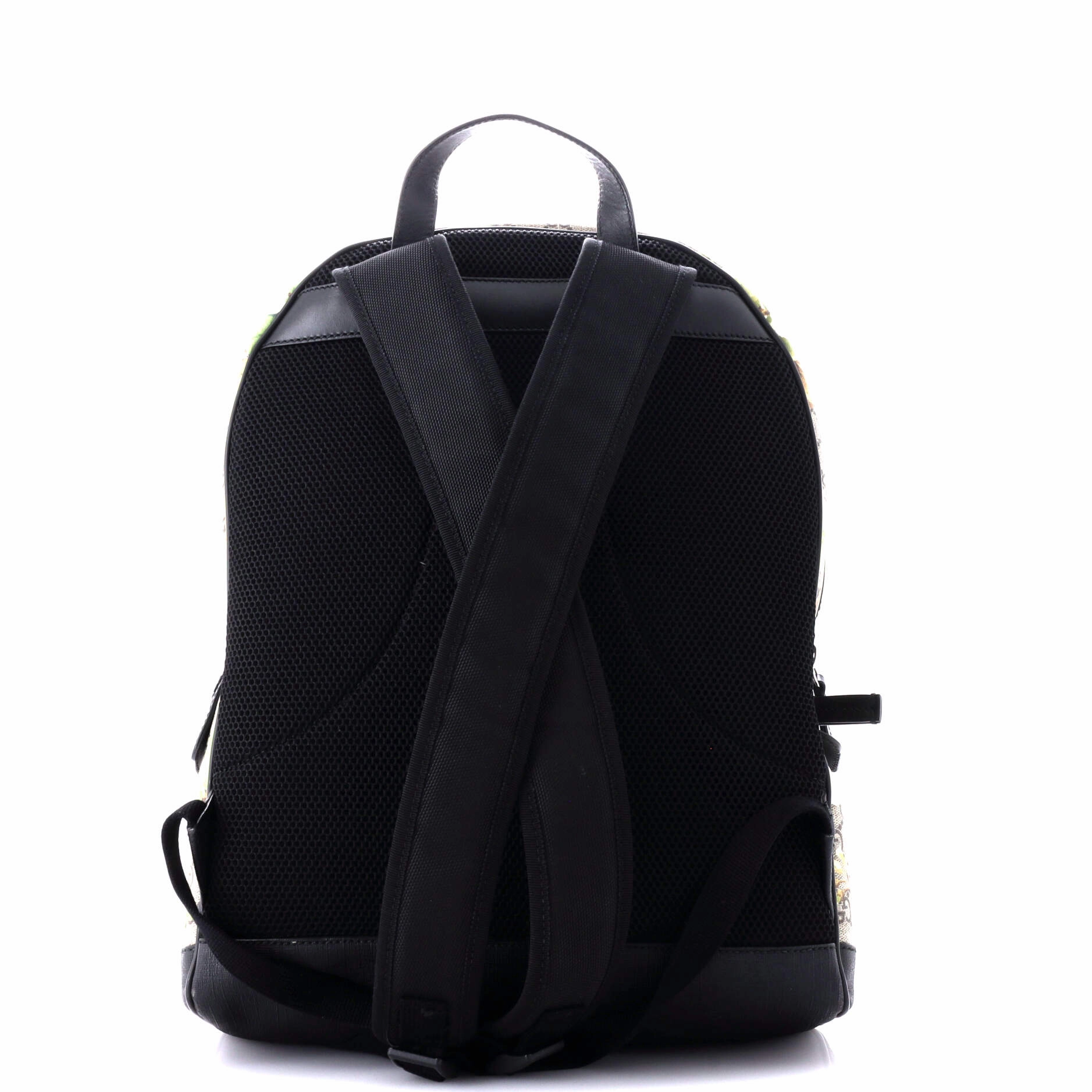 Zip Pocket Backpack Blooms Print GG Coated Canvas Medium