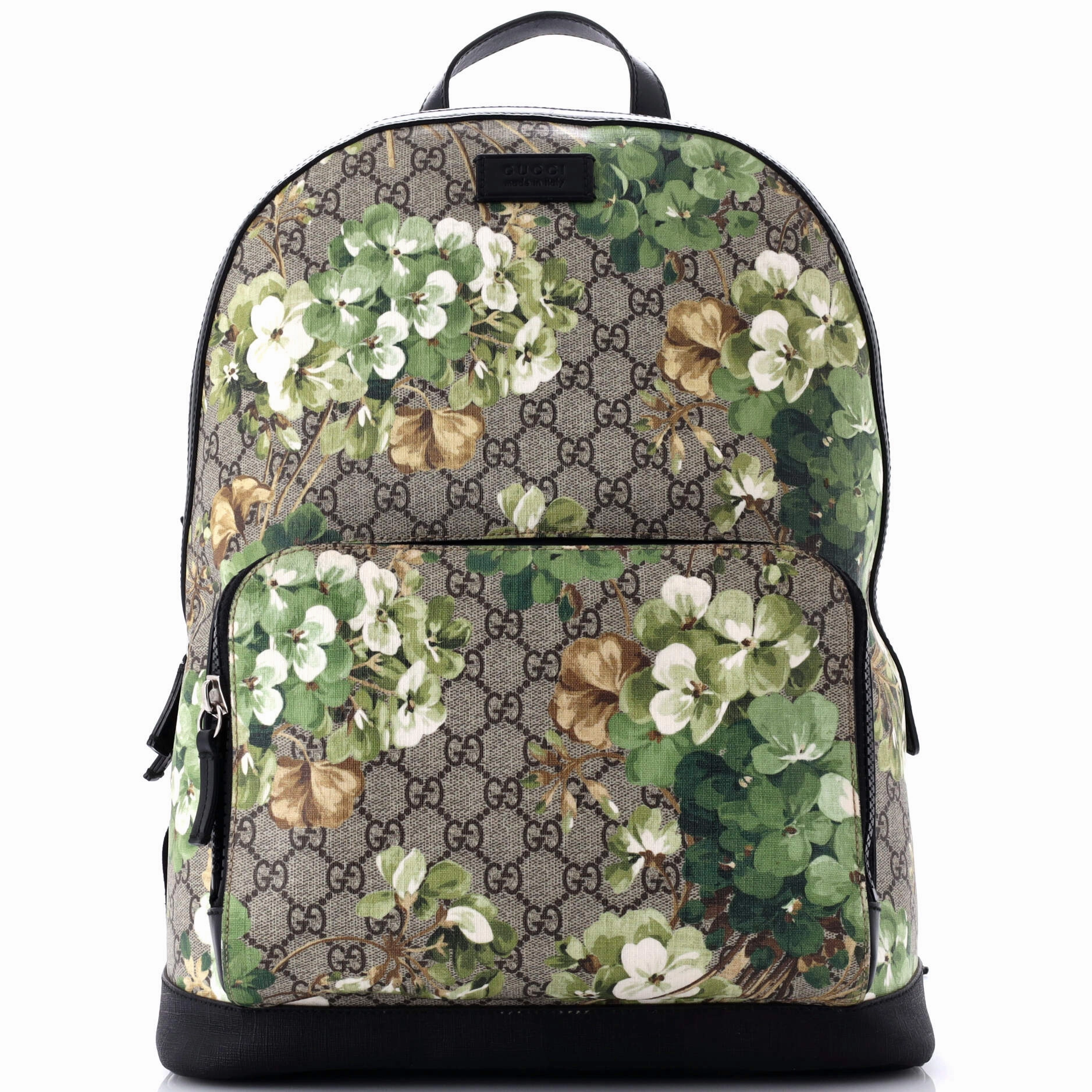 Zip Pocket Backpack Blooms Print GG Coated Canvas Medium